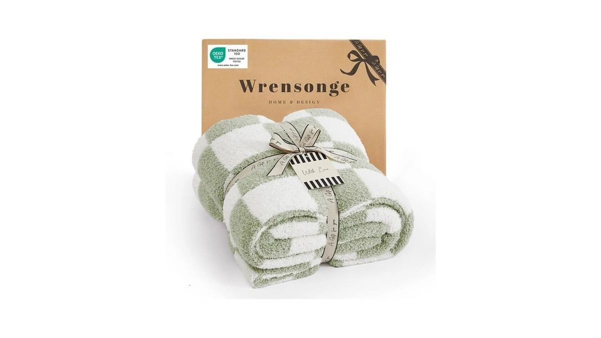 Wrensonge Soft Checkered Throw Blanket For Couch-cozy Warm Knitted Blankets