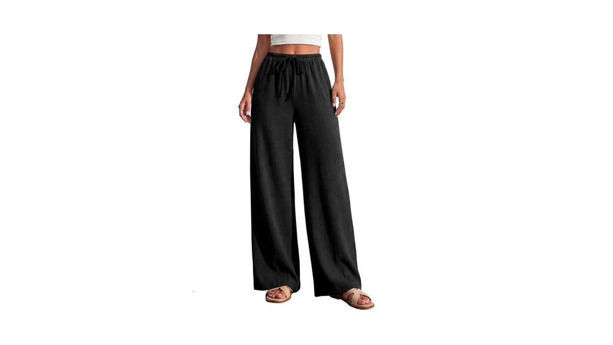 Prettygarden Women's Summer Wide Leg Pants Elastic Waist Lightweight Casual