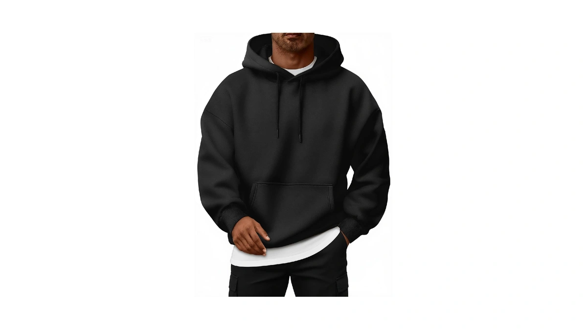 Efan Mens Oversized Hoodies Fleece Lined Sweatshirts Black