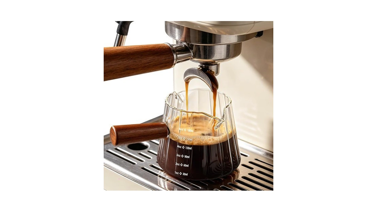 6oz Espresso Measuring Cup,espresso Cup With Wood Handle/double Spout 1