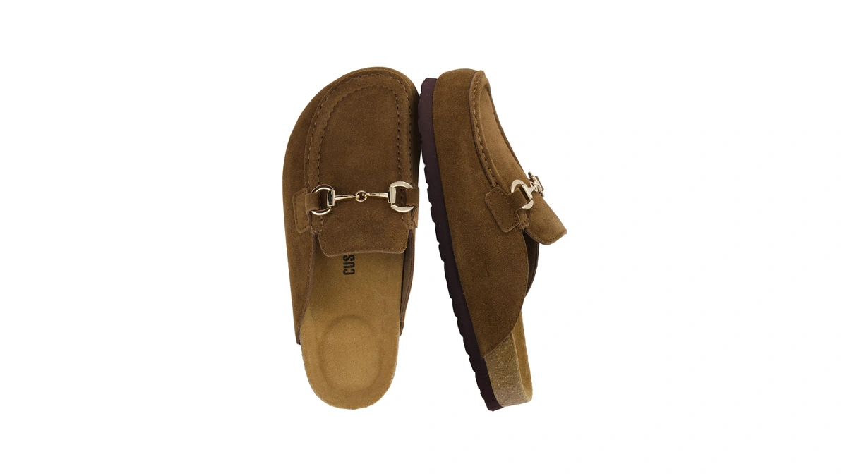 Cushionaire Cliff Suede Clog Mules For Women, Brown 8