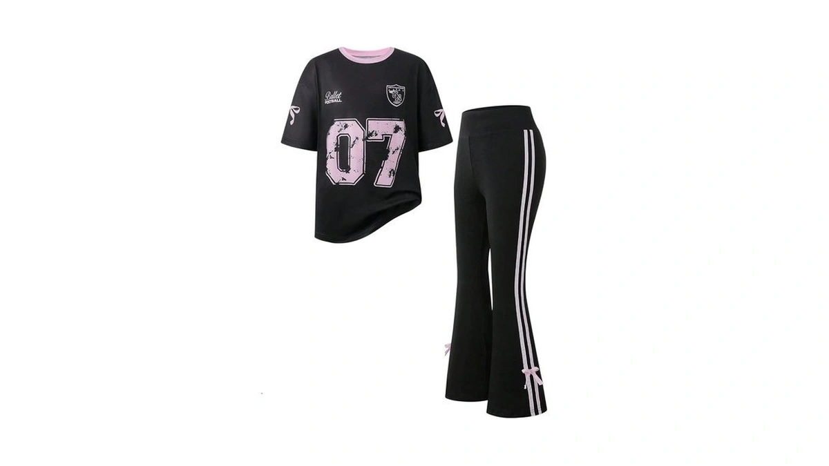 Roseseek Girl's Clothing Sets Number Graphic Short Sleeve Jersey Shirts