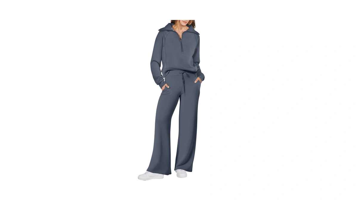 Anrabess Women 2 Piece Set Sweatsuits Lounge Fall Outfits,gray,l