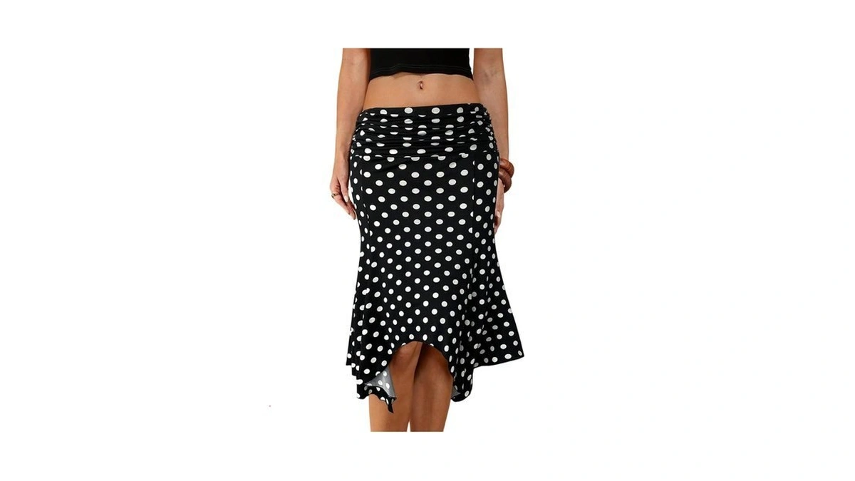 Milumia Women's Y2k Polka Dots Ruched Ruffle Skirt Low Waist