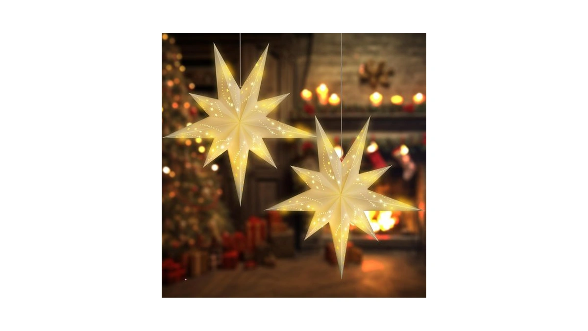 4 Pack Paper Star Lantern, Diwali Hanging Christmas Decorations Lights