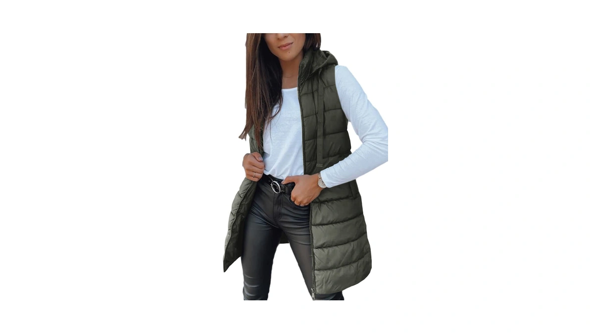 Veatzaer Women Long Vest Sleeveless Hood Winter Puffer Vest Outwear