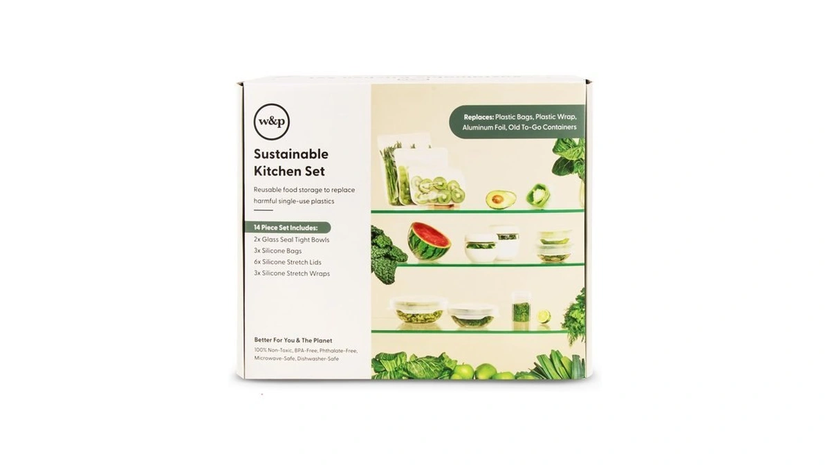 W&p Sustainable Kitchen Set, 14 Pieces (seal Tight Bowls, Silicone