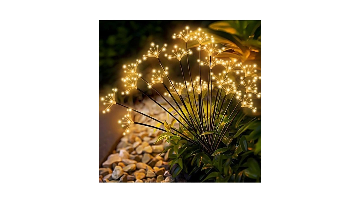 Solar Garden Lights 2 Pack Waterproof Solar Swaying Starburst Light
