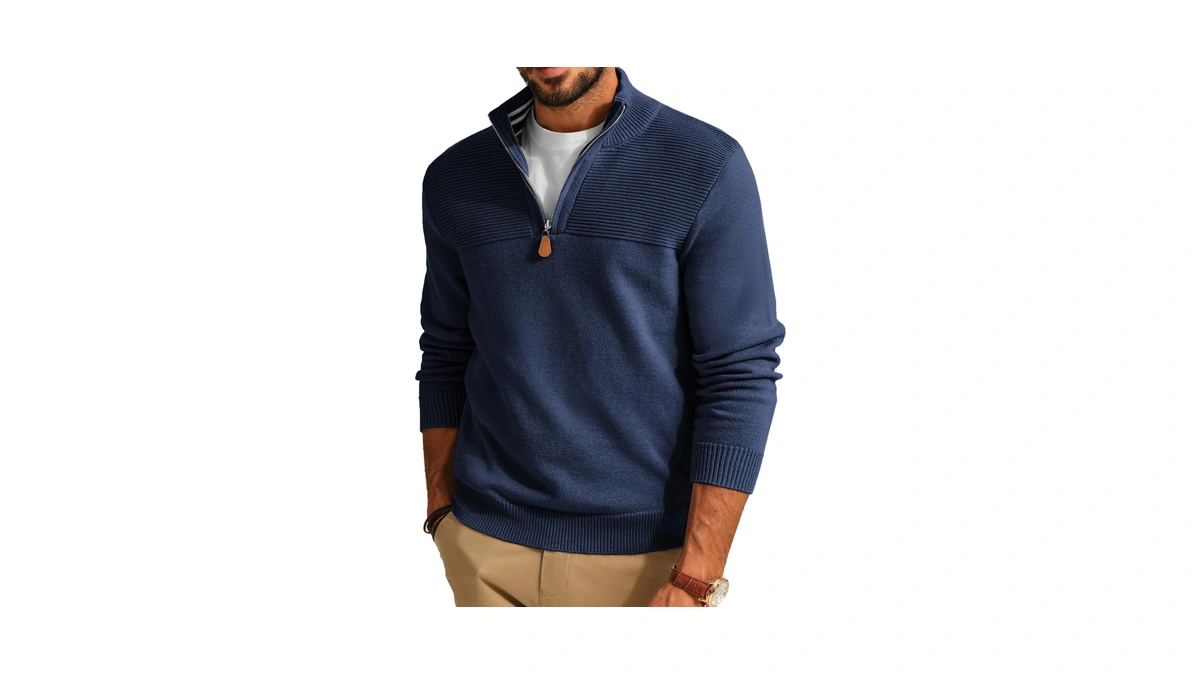 Paul Jones Mens Sweater Quarter Zip Mock Neck