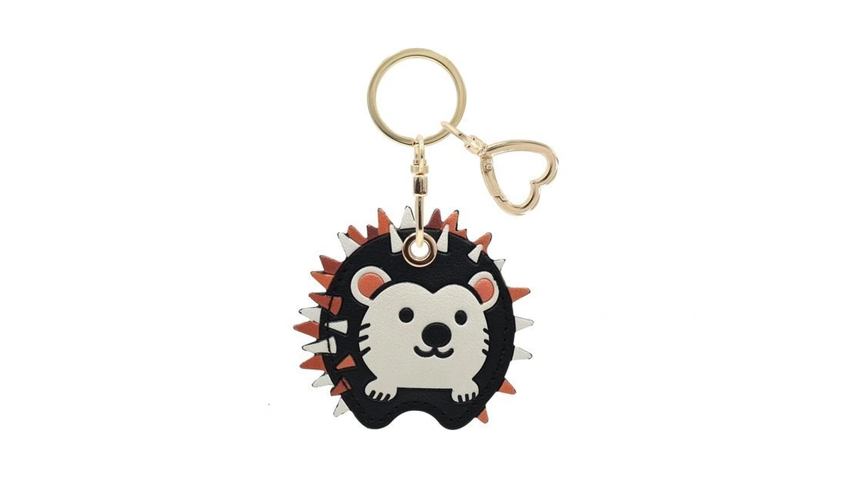 Cute Hedgehog Keychain Holder For Airtag, Pu Leather Bag Charm