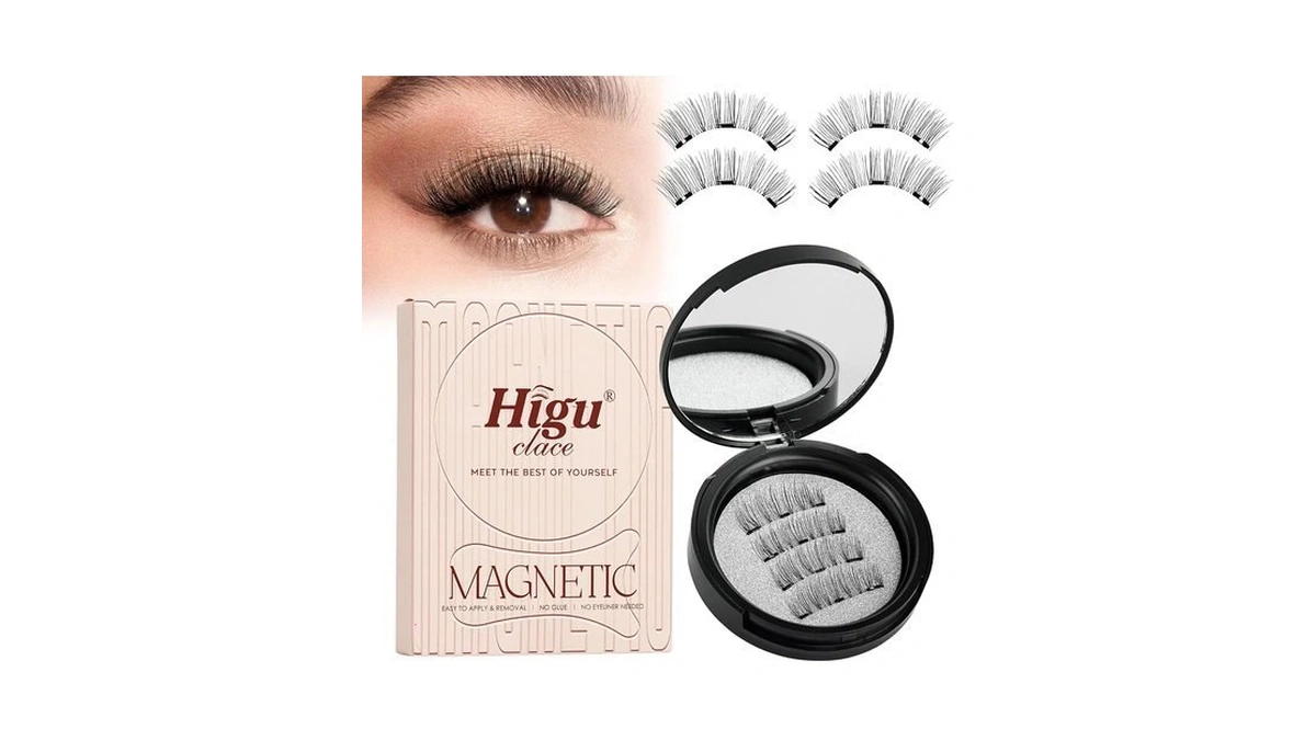 Higu Clace Magnetic Eyelashes,1 Pair Of Magnetic Eyelashes With Applicator,