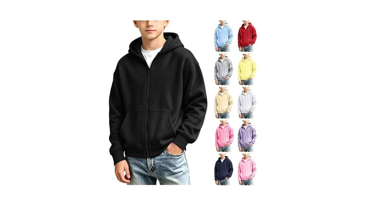 Sblioda Boys Zip Up Hoodie Kids Zip Up Hoodie Black