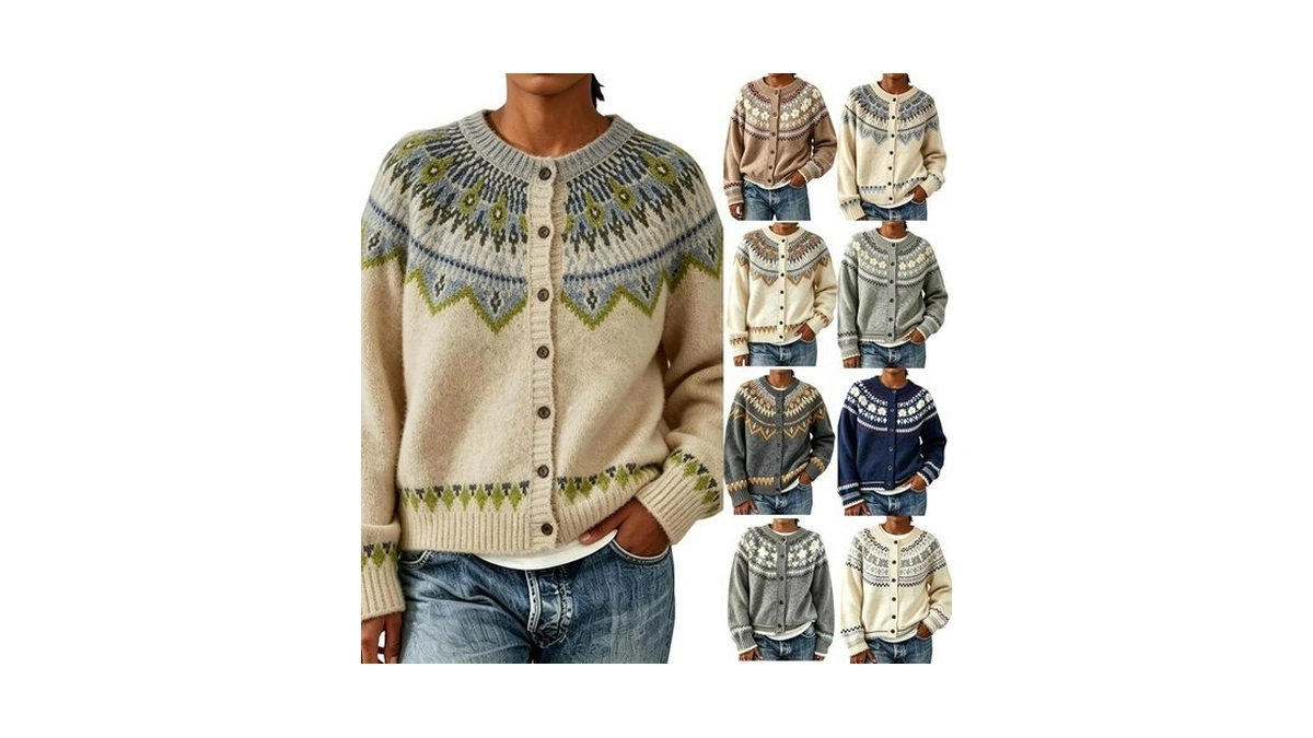 Fair Isle Sweaters Women Button Embroidered Knit Women's Cardigans
