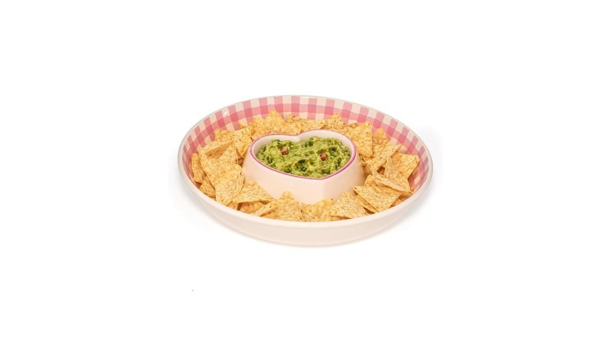 Paris Hilton Chip And Dip Serving Tray, Finely Crafted Stoneware