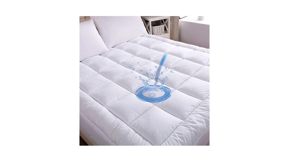 Whatsbedding Waterproof Mattress Topper Queen Size Cotton Top Down Alternative