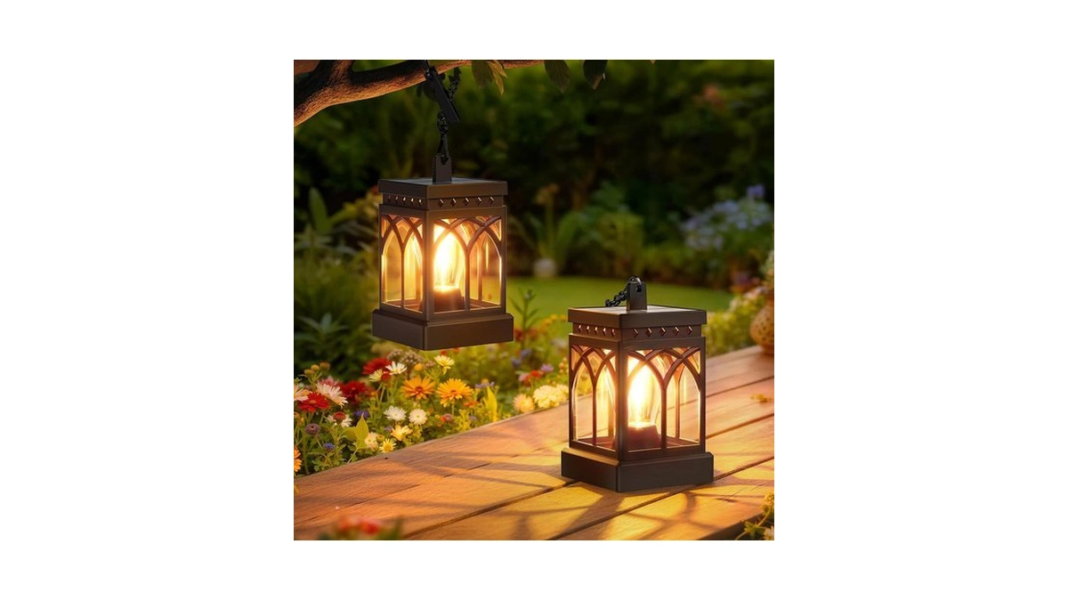 Kooper 2 Pack Solar Lanterns Outdoor Waterproof, Brighter Hanging Solar
