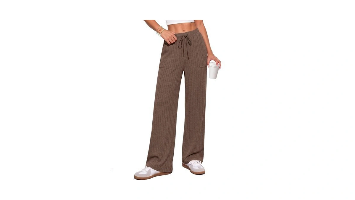 Ekouaer Womens Ribbed Knit Pajama Pants Soft Pajama Bottoms With