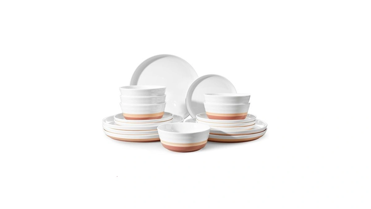 Sweese Plates And Bowls Sets,18 Pieces Modern Porcelain Dinnerware Set