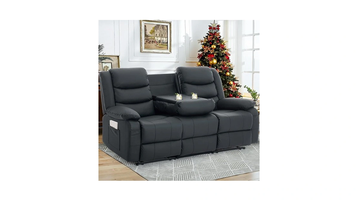 Korser Recliner Sofa, Reclining Loveseat With Console, Oversized Reclining Couch