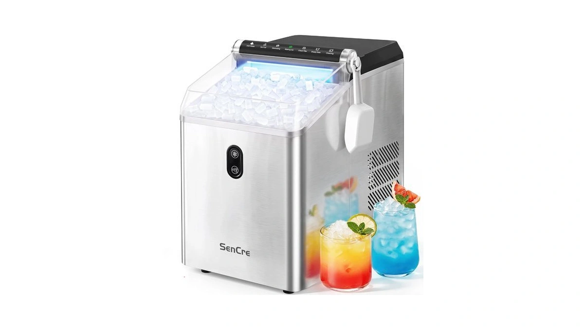 Nugget Ice Maker Countertop,55lbs/day Ready In 4 Mins, Stainless Steel