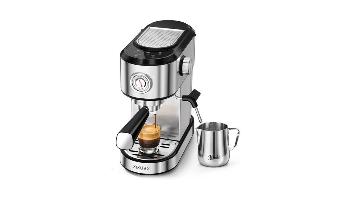 Xixubx 20 Bar Espresso Machine With Milk Frother, Touchscreen, Silver