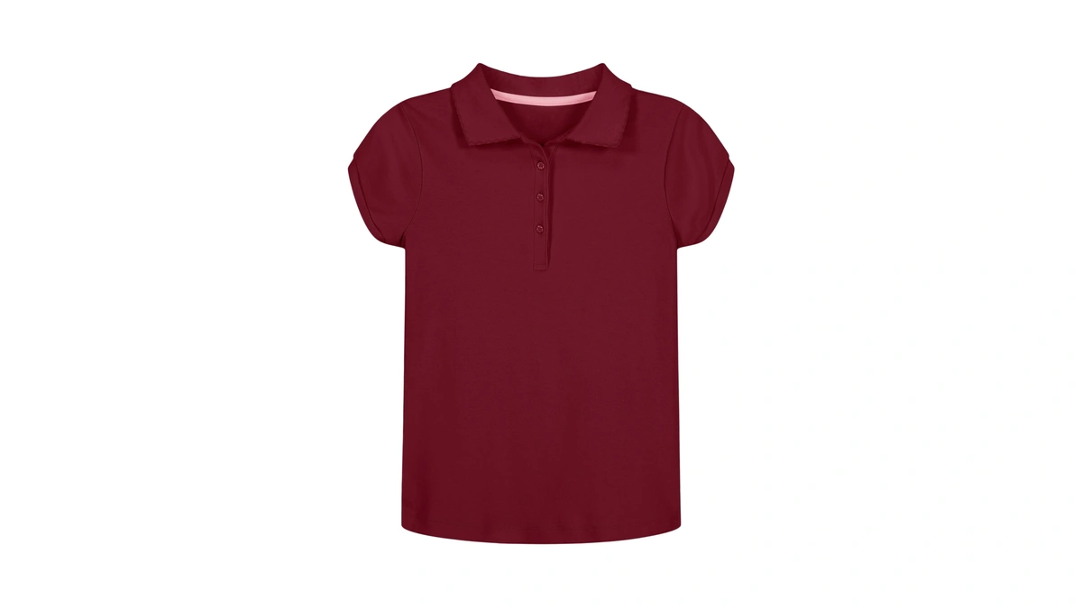 Nautica Girls' School Uniform Short Sleeve Polo Shirt, Button Closure,