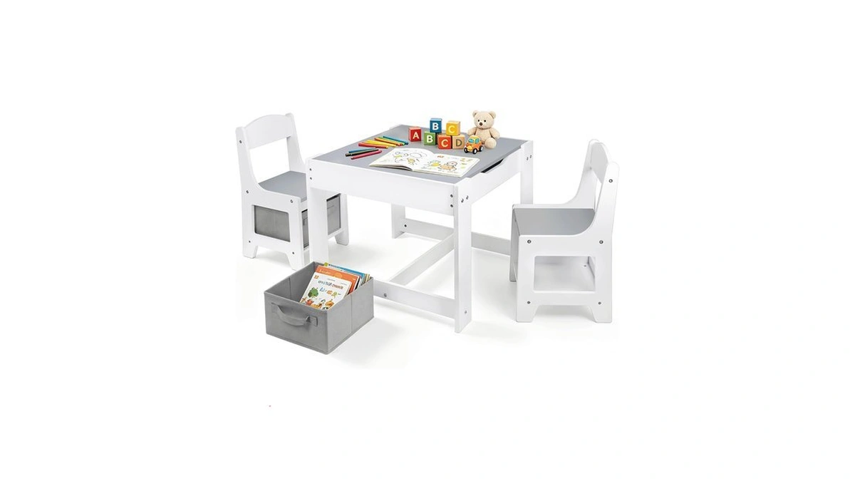 Pterying Wood Toddler Table And Chair Set, Kids Activity Desk,