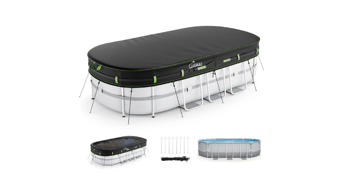 Uirway 12x21 Ft Winter Oval Pool Cover With Reflective Strips