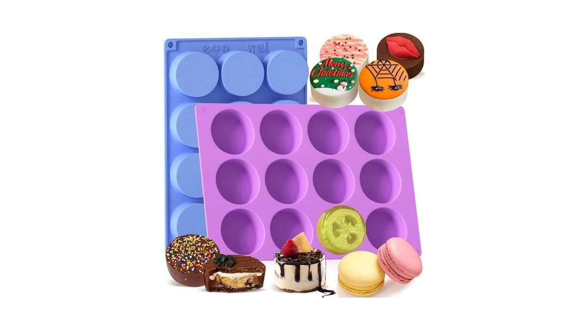 Round Silicone Molds, 2-pack 2.1" Cylinder Chocolate Covered Cookie Mold
