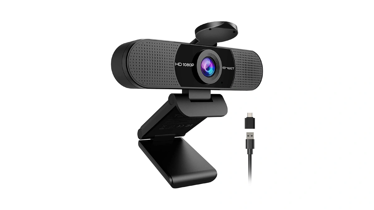Emeet C960 1080p Webcam With Microphone, 2 Mics, 90° Fov,