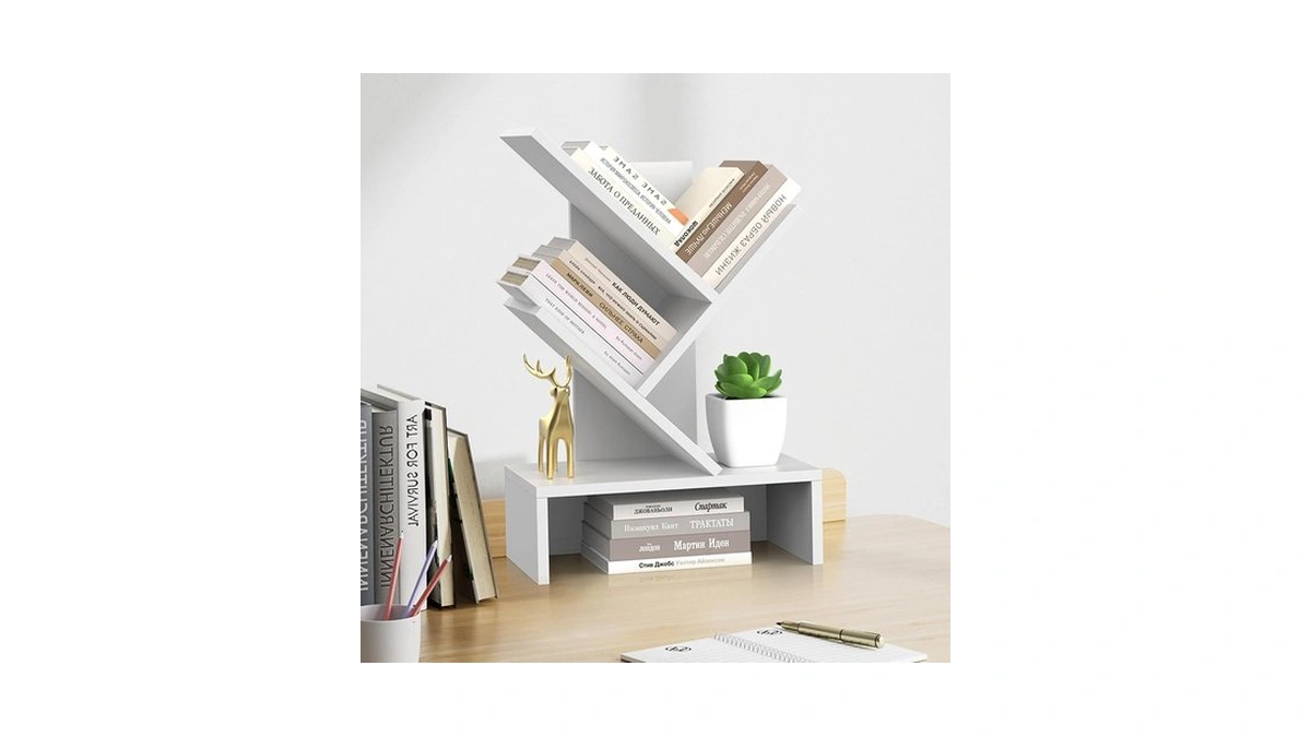 Godferyxin Small Bookshelf,4-tier Bookshelf With Drawers,white Bookshelf