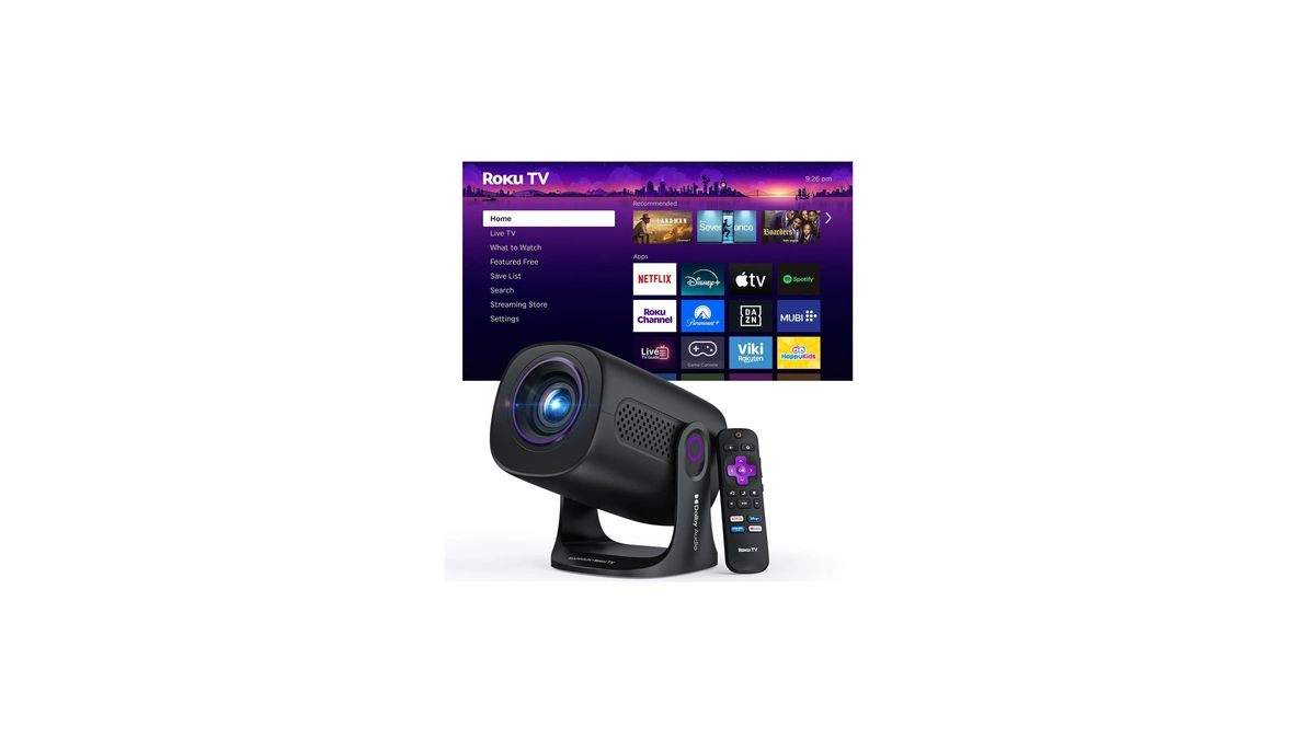 Happrun Roku Tv Smart Mini Projector With Wifi And Bluetooth