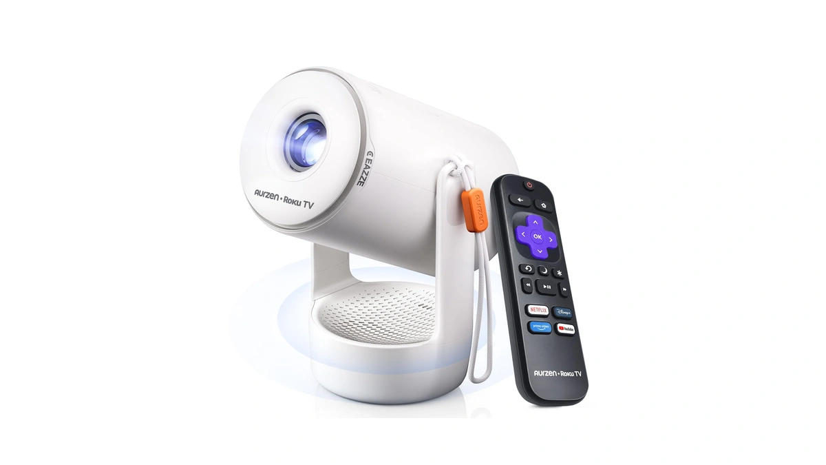 Aurzen Roku Tv E1r Smart Portable Mini Projector With Wifi