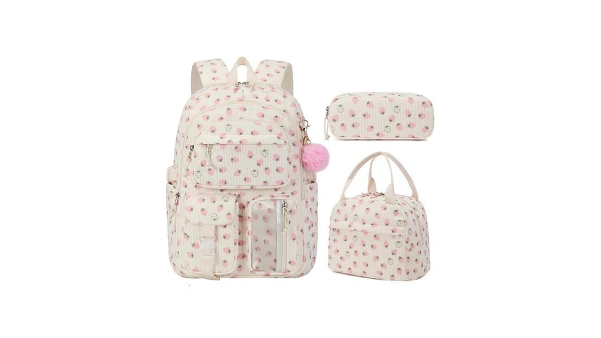 Jiayou Girls 3pcs Backpack Sets Teens Daypack Women Corduroy Backpack