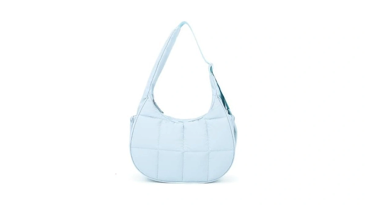Puffer Crescent Shoulder Bag For Women, Multi-pocket Quilted Nylon Hobo