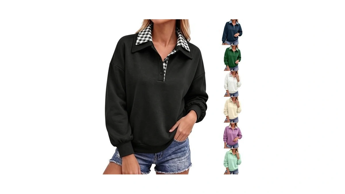 Sweatshirt For Women Polo Fleece Relaxed Fit Trendy Fall Sweatshirts