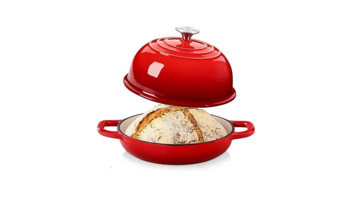 Velaze Enameled Cast Iron Dutch Oven For Brea...