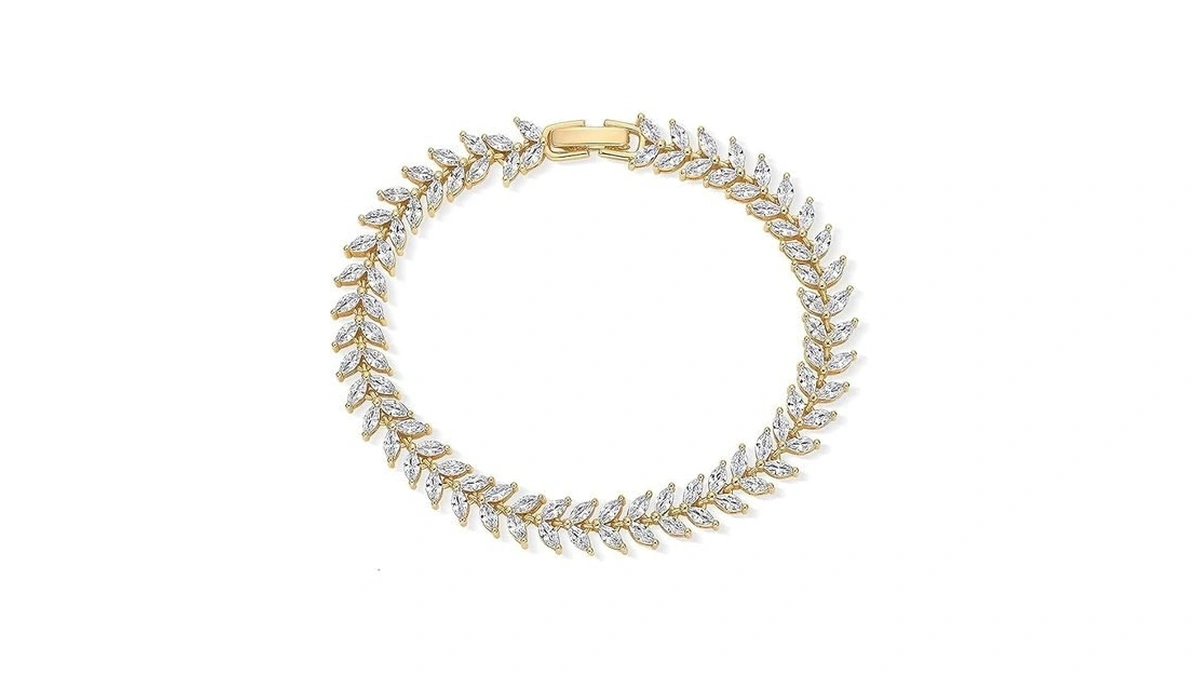 Axylena Tennis Bracelet For Women In 14k Gold Plated Cubic