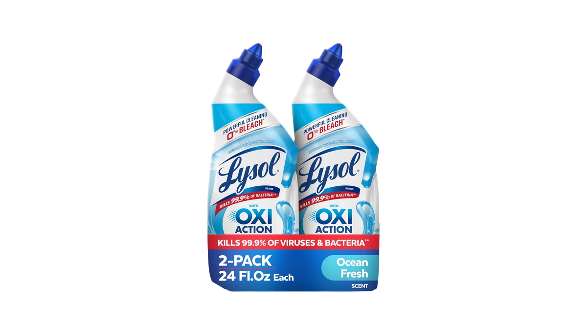 Lysol Toilet Bowl Cleaner Clinging Gel, Oxi Action, 0% Bleach,