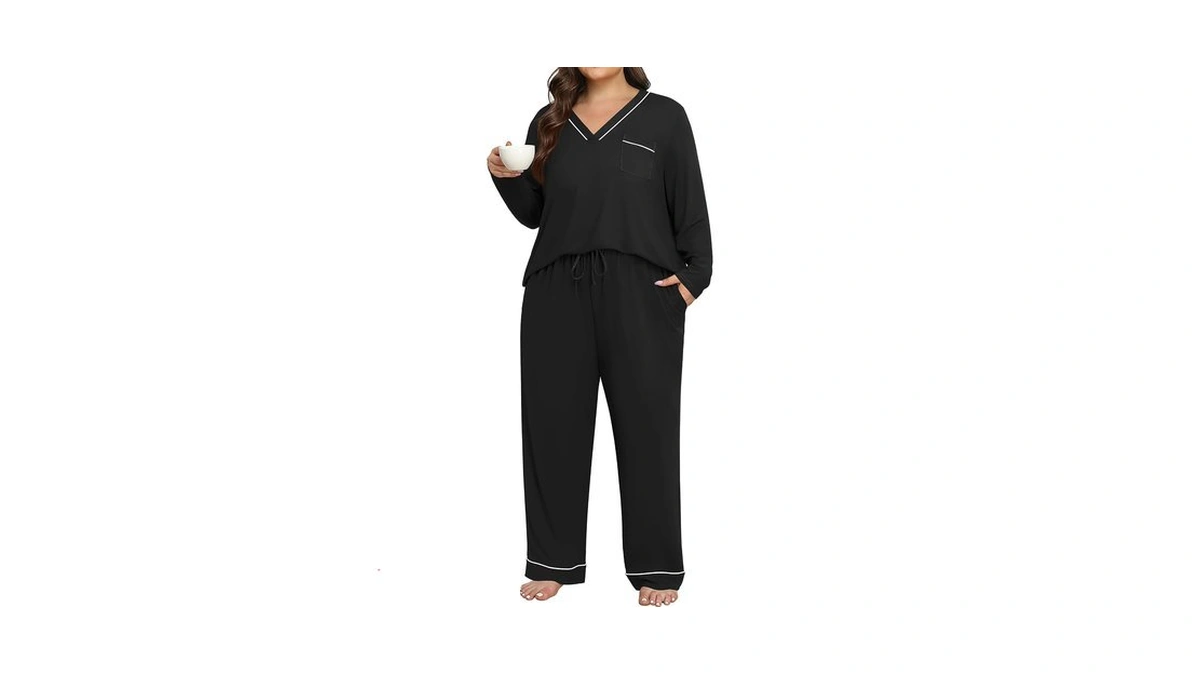 Lastshe Women Plus Size Loungewear Set Comfy Long Sleeve Pockets