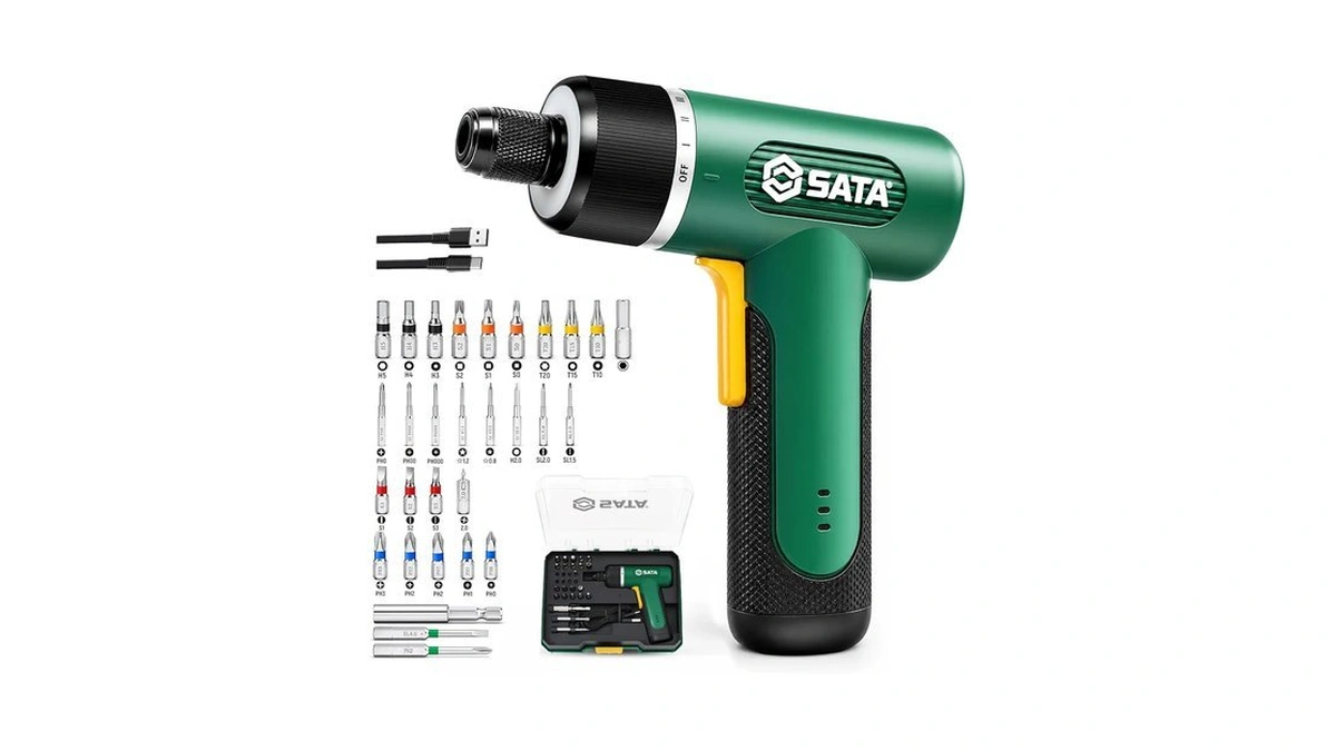 Sata 32-piece Electric Screwdriver Set, 3.7v Cordless Screwdriver With 1/4"