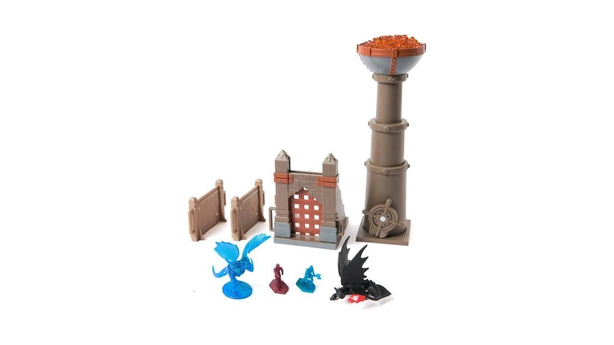 Dreamworks Dragons Trial Of Flame Torch Tower Toy Figure Playset