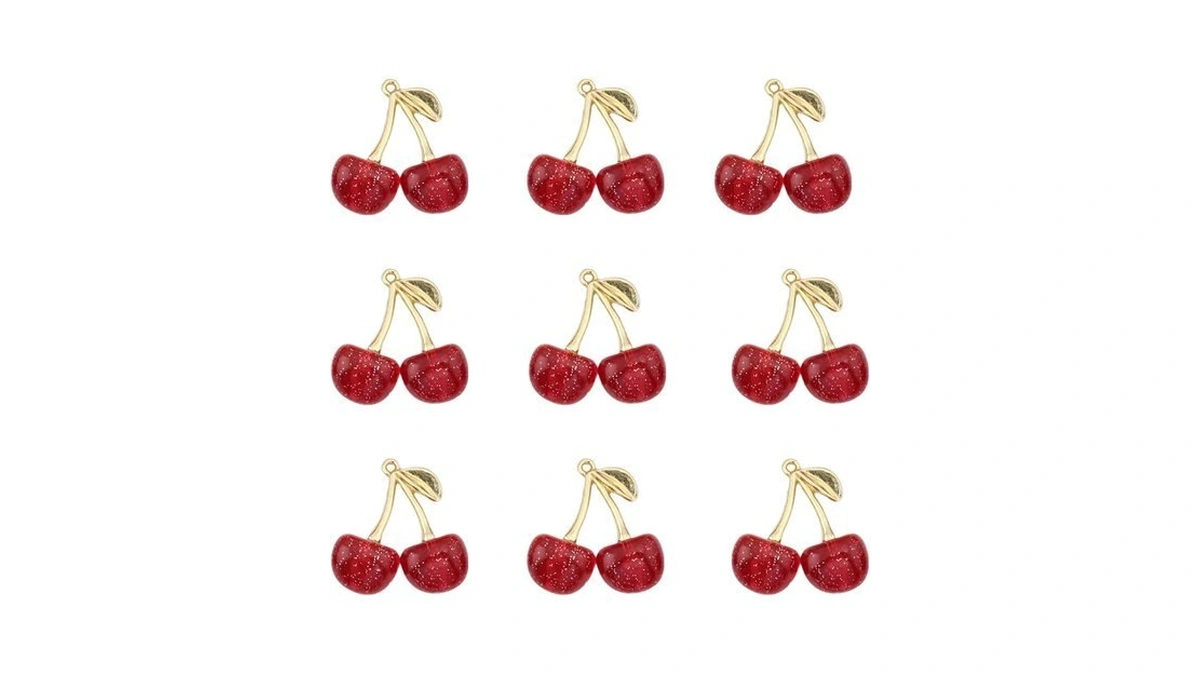 Caeli Invidia 9pcs Cherry Charm Diy Keychain Bag Jewelry Making