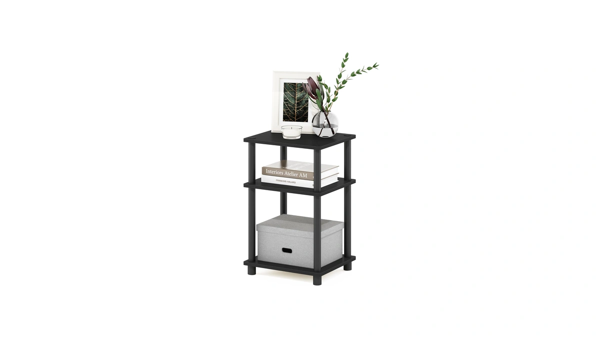 Furinno Just Toolless 3-tier Side Table, Open Shelf End Table,
