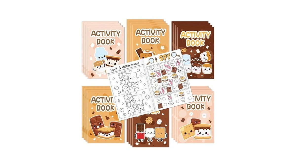 Bulk Marshmallow Activity Books,48pcs Mini Games Coloring Book Set For