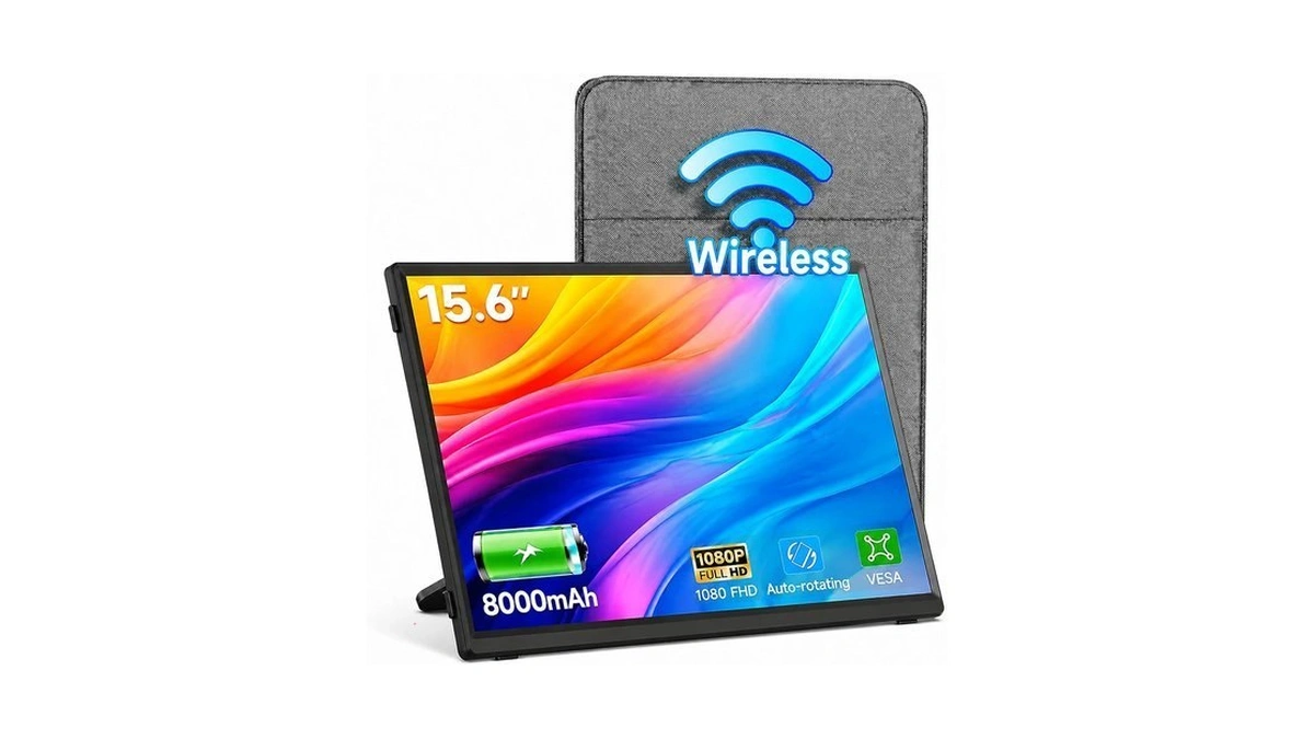 Wireless Portable Monitor With Battery 8000mah 15.6'' Laptop Second Monitor