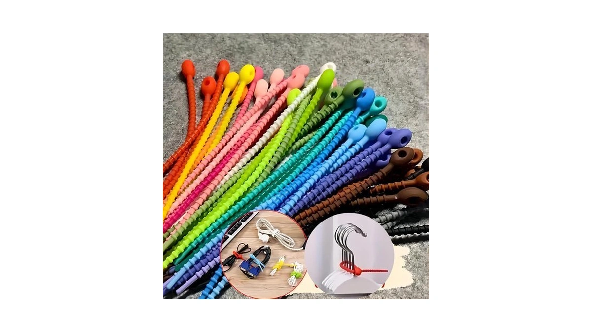 30 Pcs Reusable Silicone Cable Management Straps 4.7" Lock Style