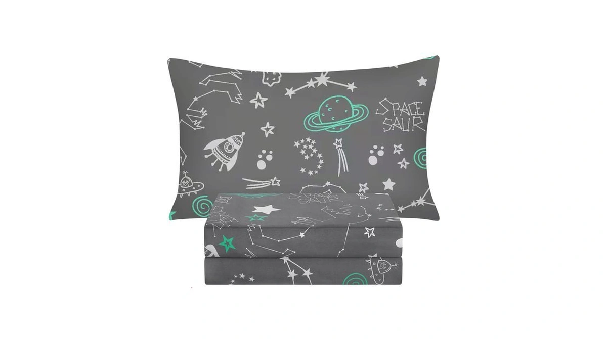 Bysure Twin Sheets Set Kids(space Monster, Grey), 3 Pieces Easy