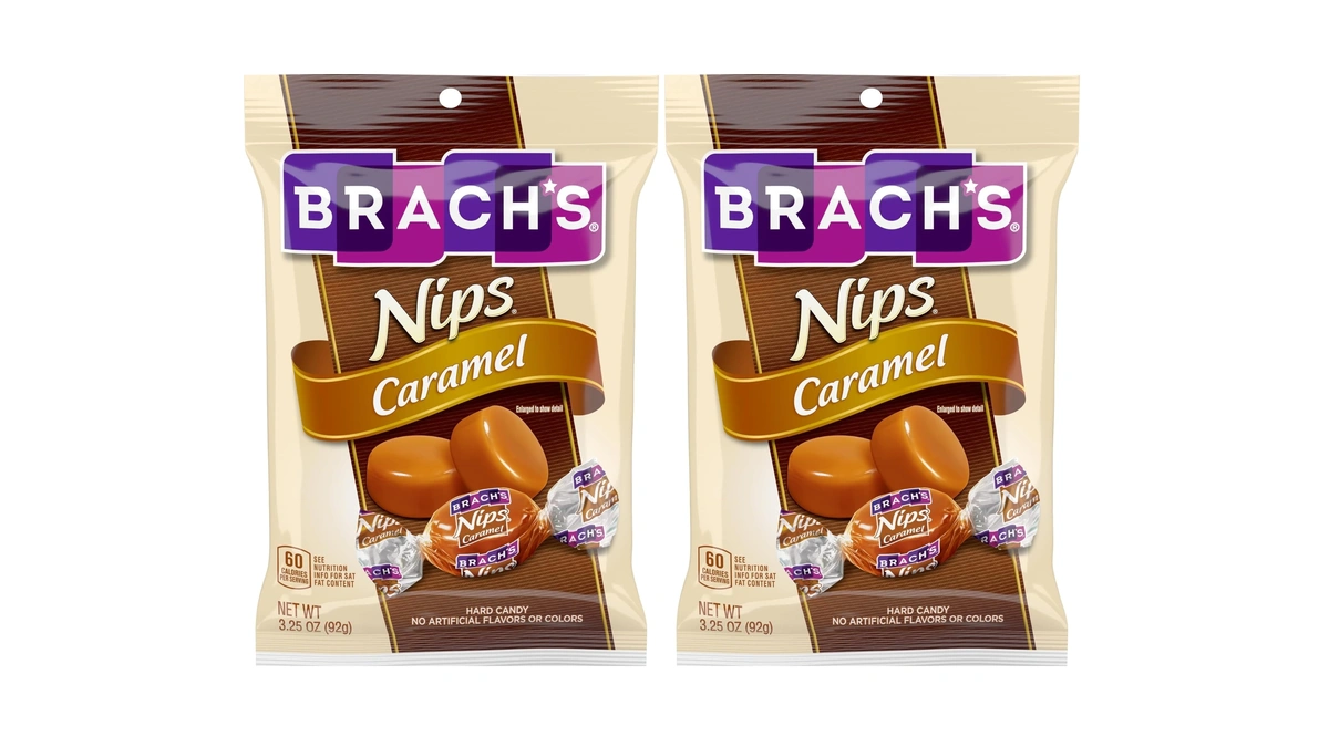 Brach's Nips Caramel Flavored Hard Candy, Individually Wrapped Candies, 3.25