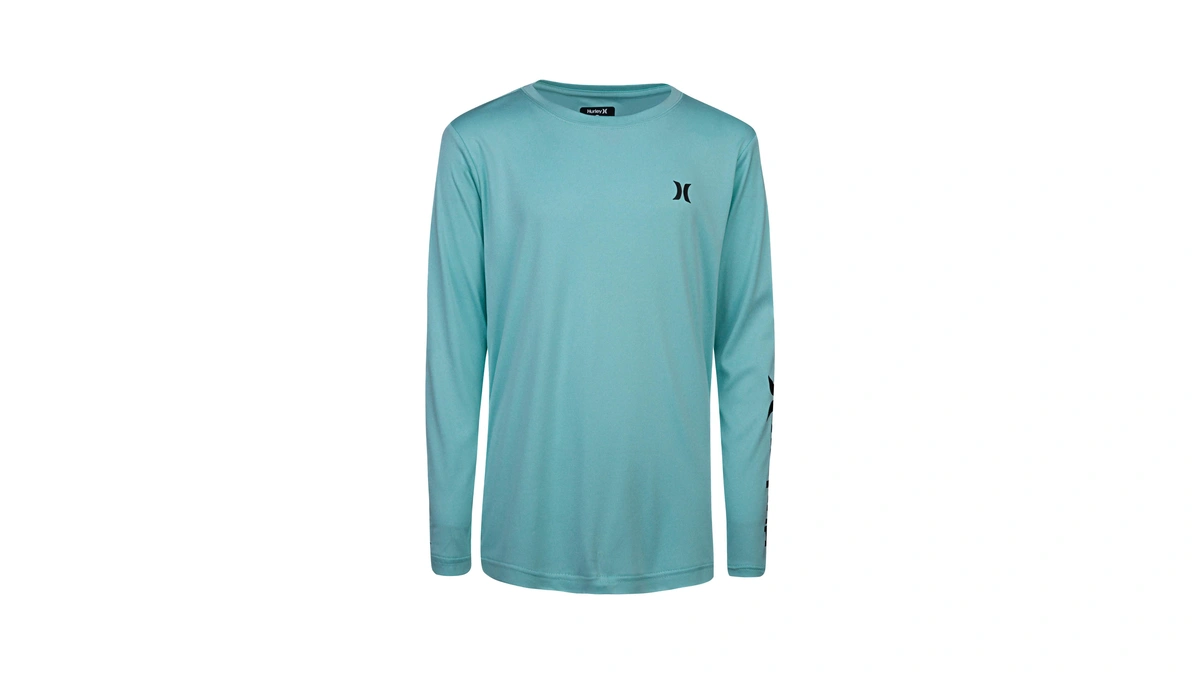 Hurley Boys' Long Sleeve Rash Guard Shirt, Tropical Twist, 2t
